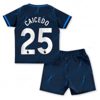 Chelsea Moises Caicedo #25 Auswärts Trikotsatz Kinder 2023-24 Kurzarm (+ Kurze Hosen)